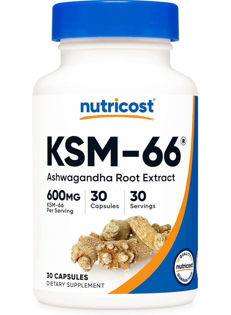 Nutricost KSM-66 Ashwagandha Root Extract 600mg, 30 Veggie Caps - Image 1